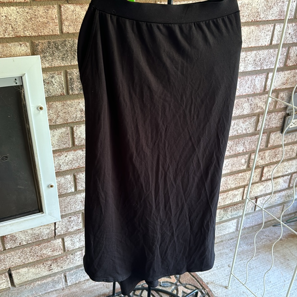 Nwt Eileen Fisher Lyocel Thin Black K L Skirt W Pockets $138